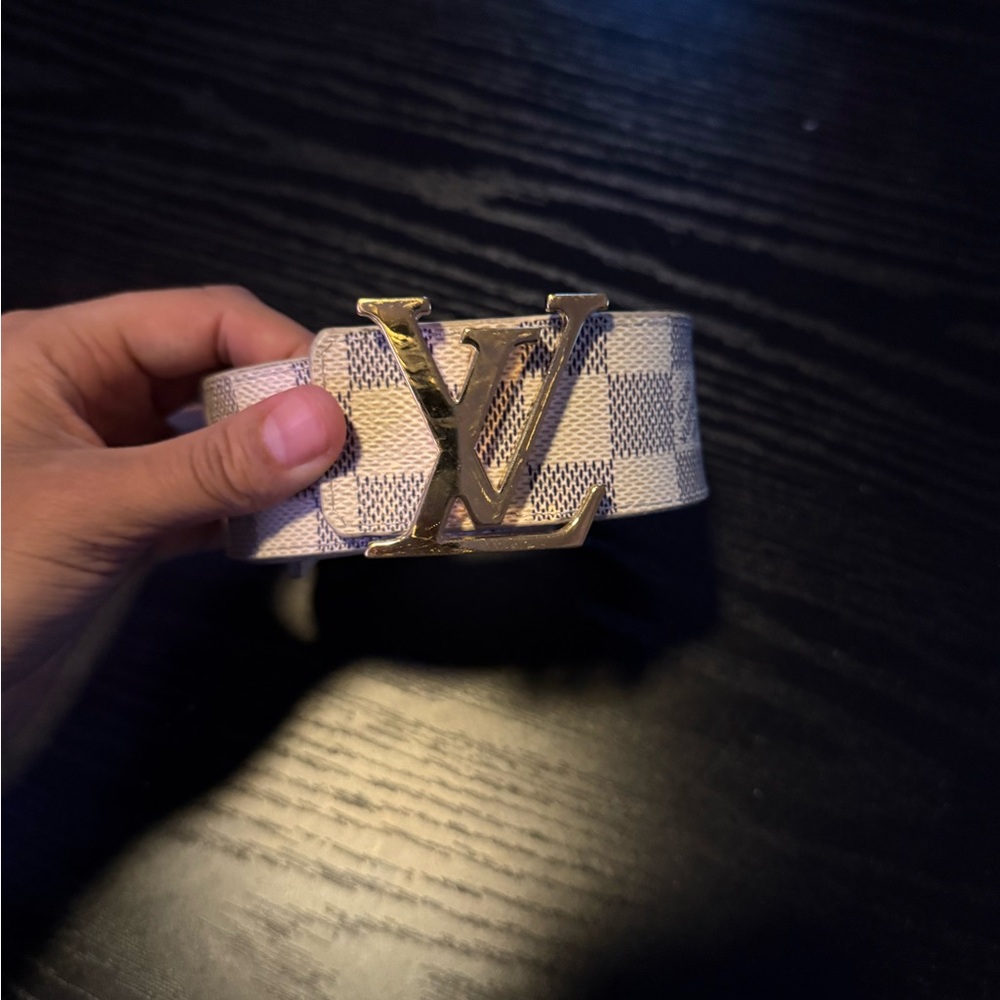 Louis Vuitton Checkered White and Gold Belt